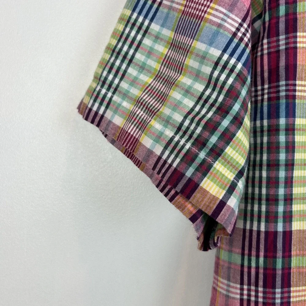 Ralph Lauren Shirt Boys L Madras Plaid Button Down Preppy Cotton Shirt Sleeve